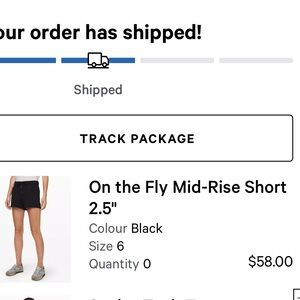 Lululemon ‘On the Fly 2.5” Short’ BLACK sz 6